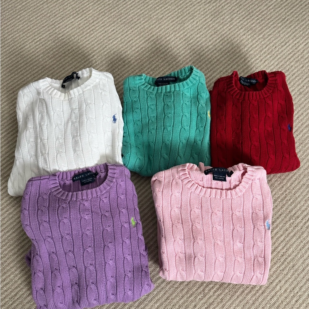 Ralph Lauren Women's Cable Knit Sweaters - Red, Pink, Purple, Teal, White